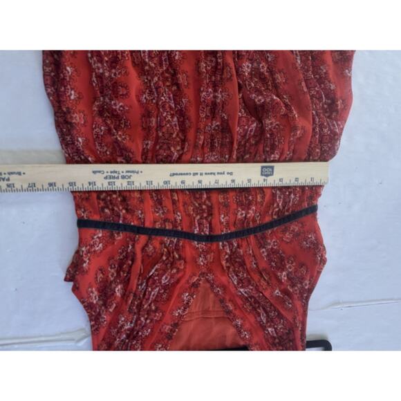 Abercrombie & Fitch Medium Dress Orange Floral Empire Waist Gray Velvet #5870 - Picture 13 of 16